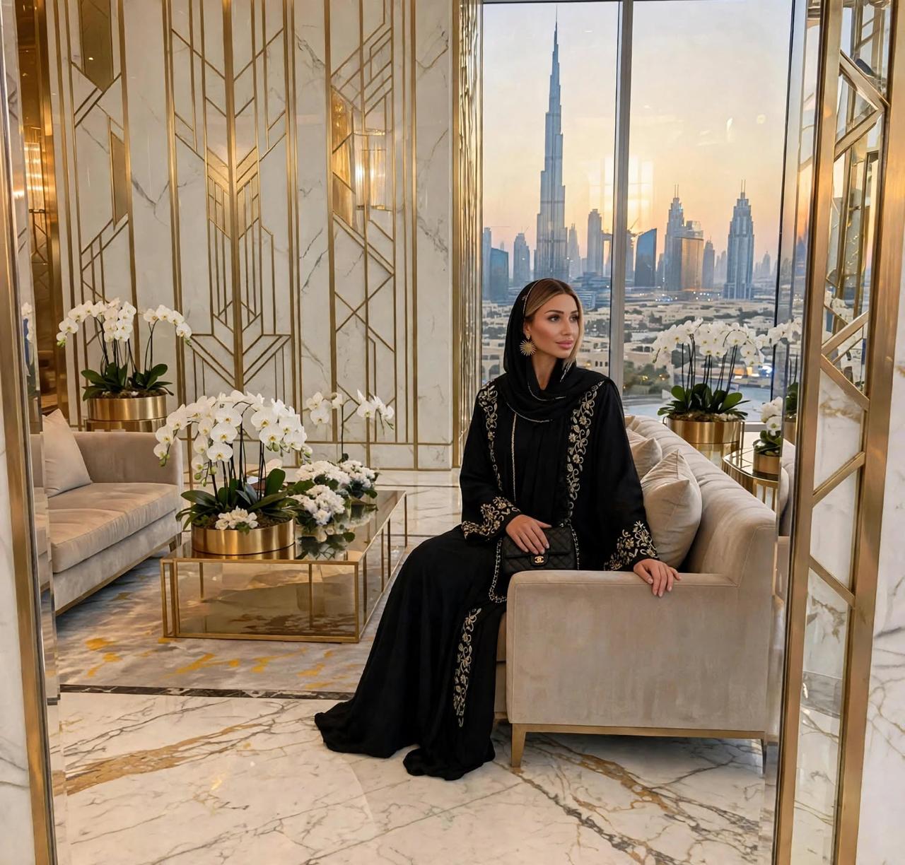 NOOR- 3-Piece Crystal Abaya Set | Dubai Kaftan