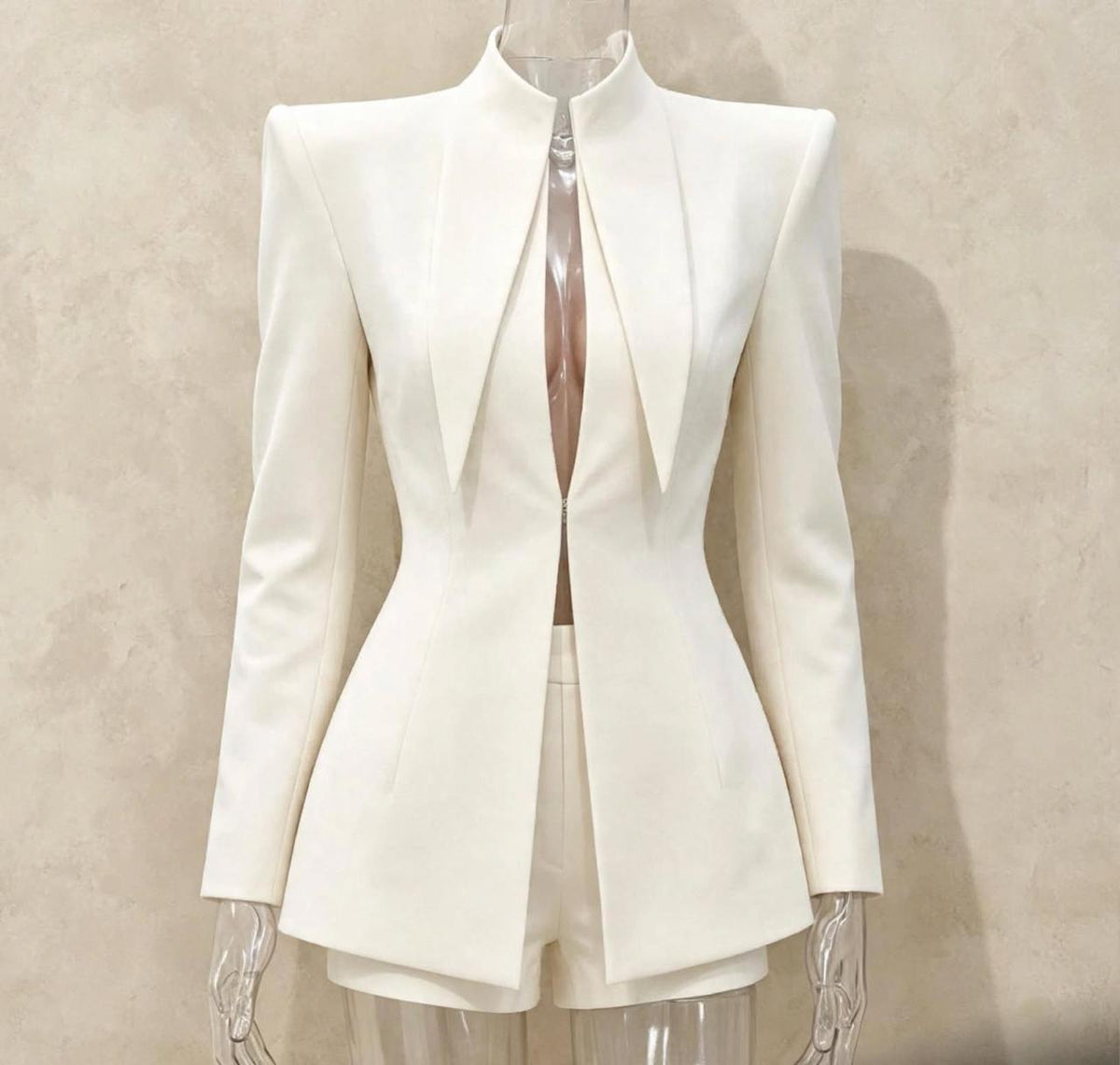 NOOR COLLECTION Blazer & Shorts Suit | Stand Collar Slim Fit 2-Piece Set