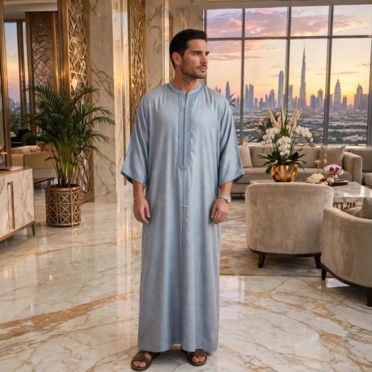 NOOR Grey Thobe | Men's Jubba Eid Collection | Dubai
