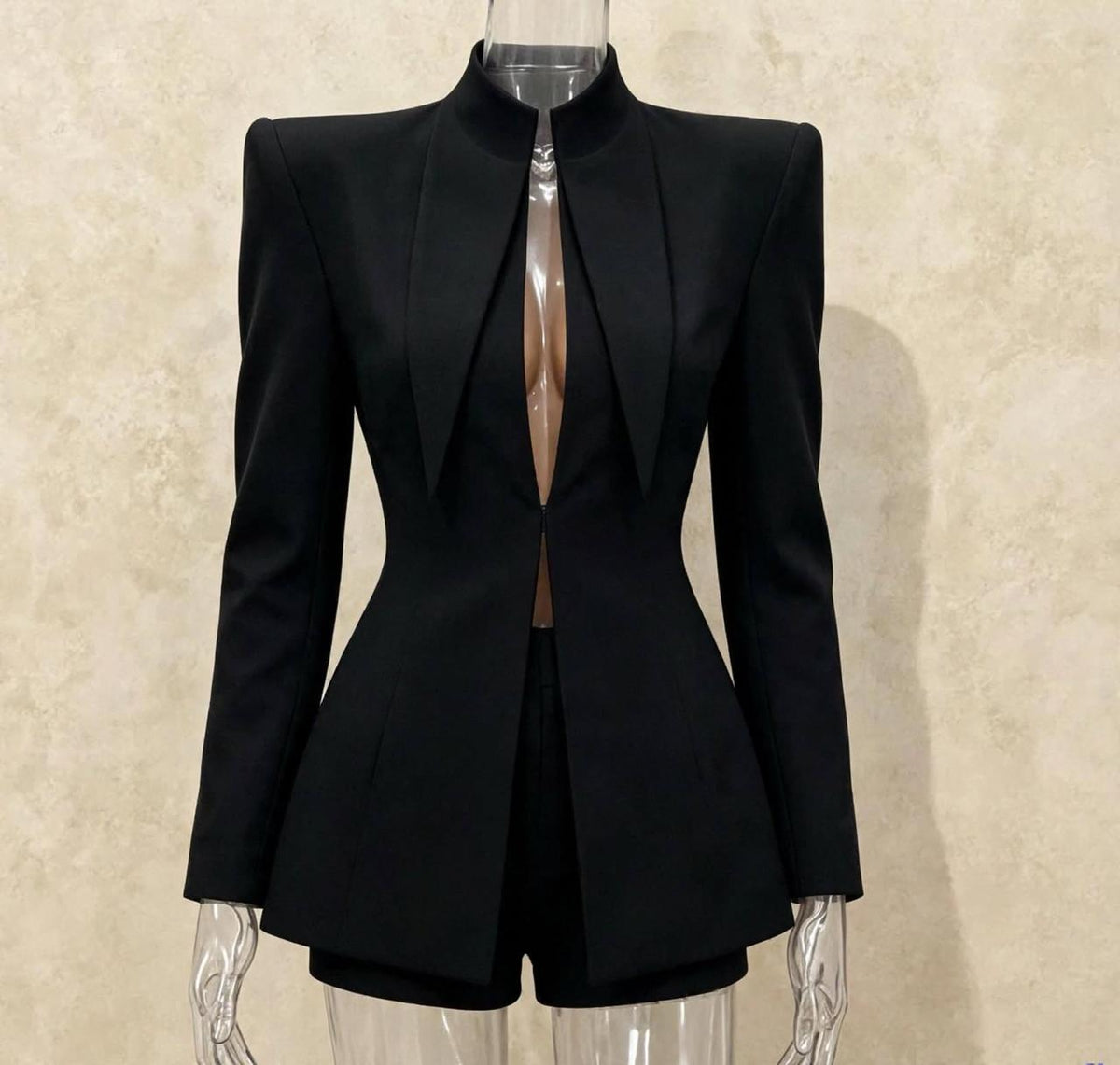 NOOR COLLECTION Blazer & Shorts Suit | Stand Collar Slim Fit 2-Piece Set