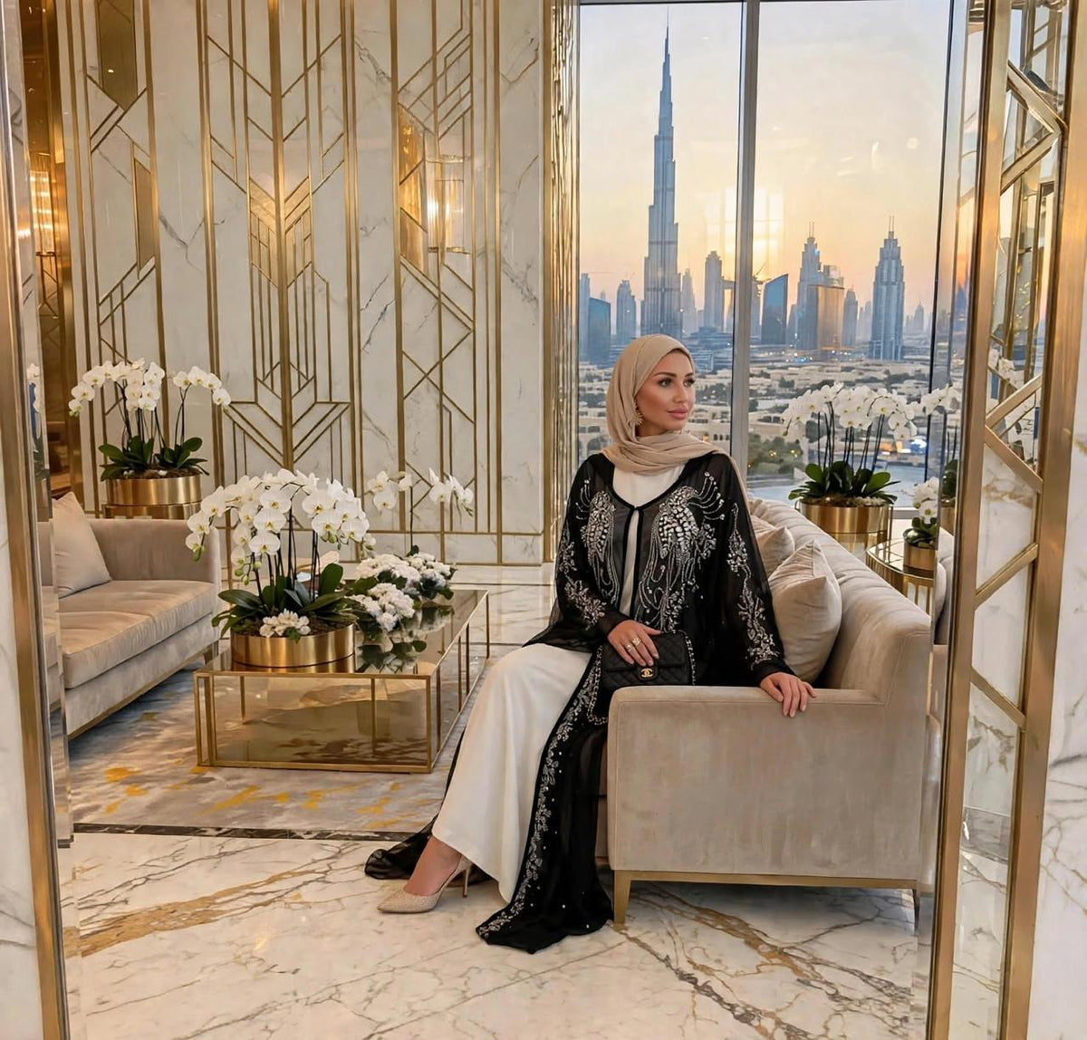 NOOR Black Pearl Abaya | Elegant Open kimono Dubai
