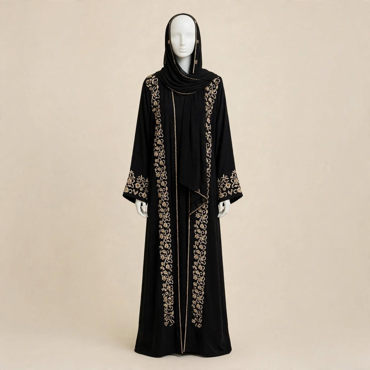 NOOR- 3-Piece Crystal Abaya Set | Dubai Kaftan