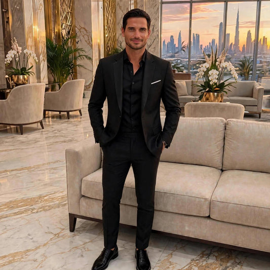 NOOR - Black Slim Fit Suit | 2-Piece Wedding & Business Formal Blazer Set